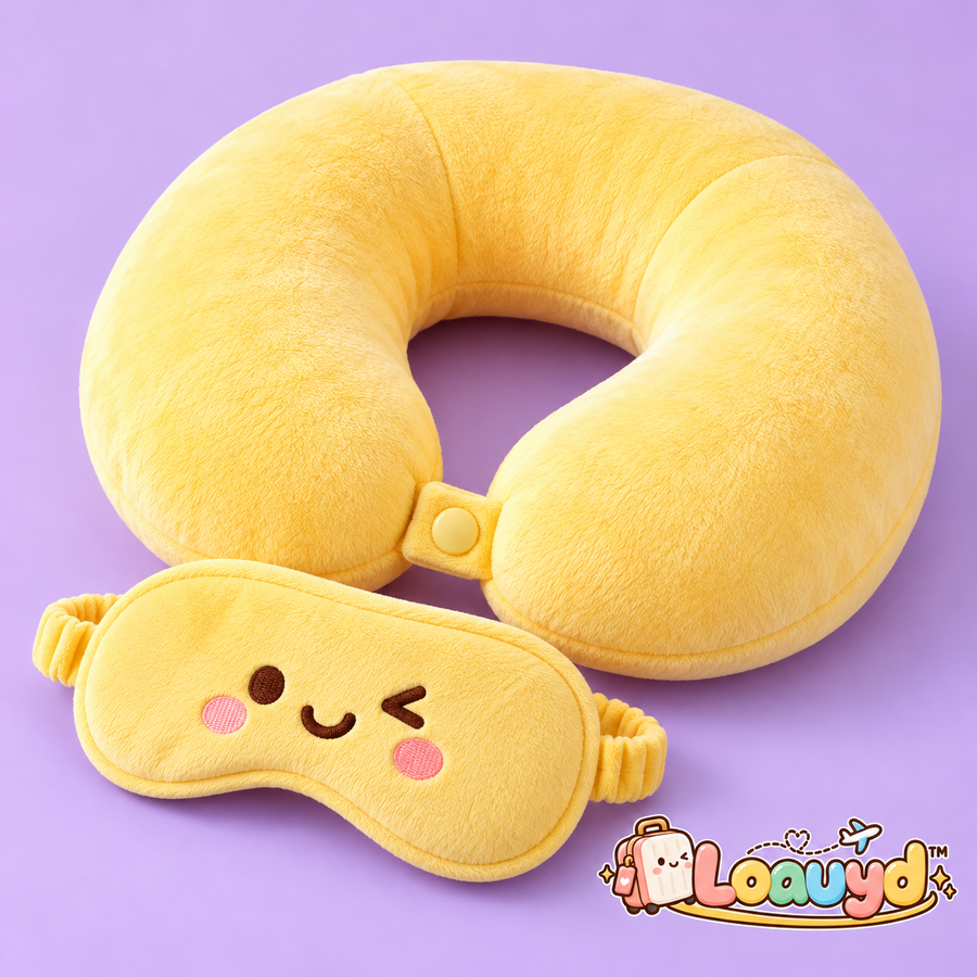 Loauyd™ Plush Travel Neck Pillow & Eye Mask Set
